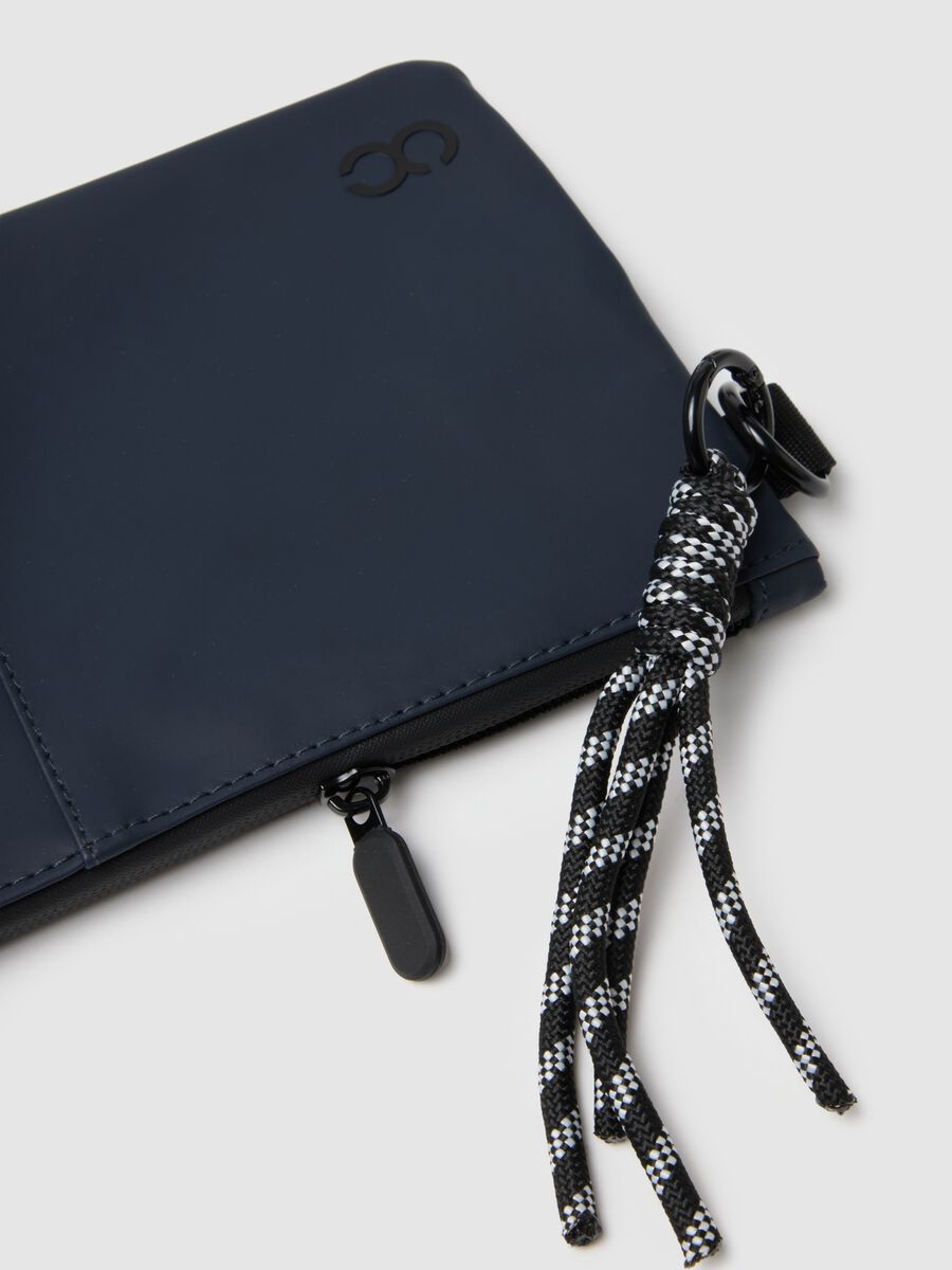 Blue Wallet with Zip and Braided Details_2