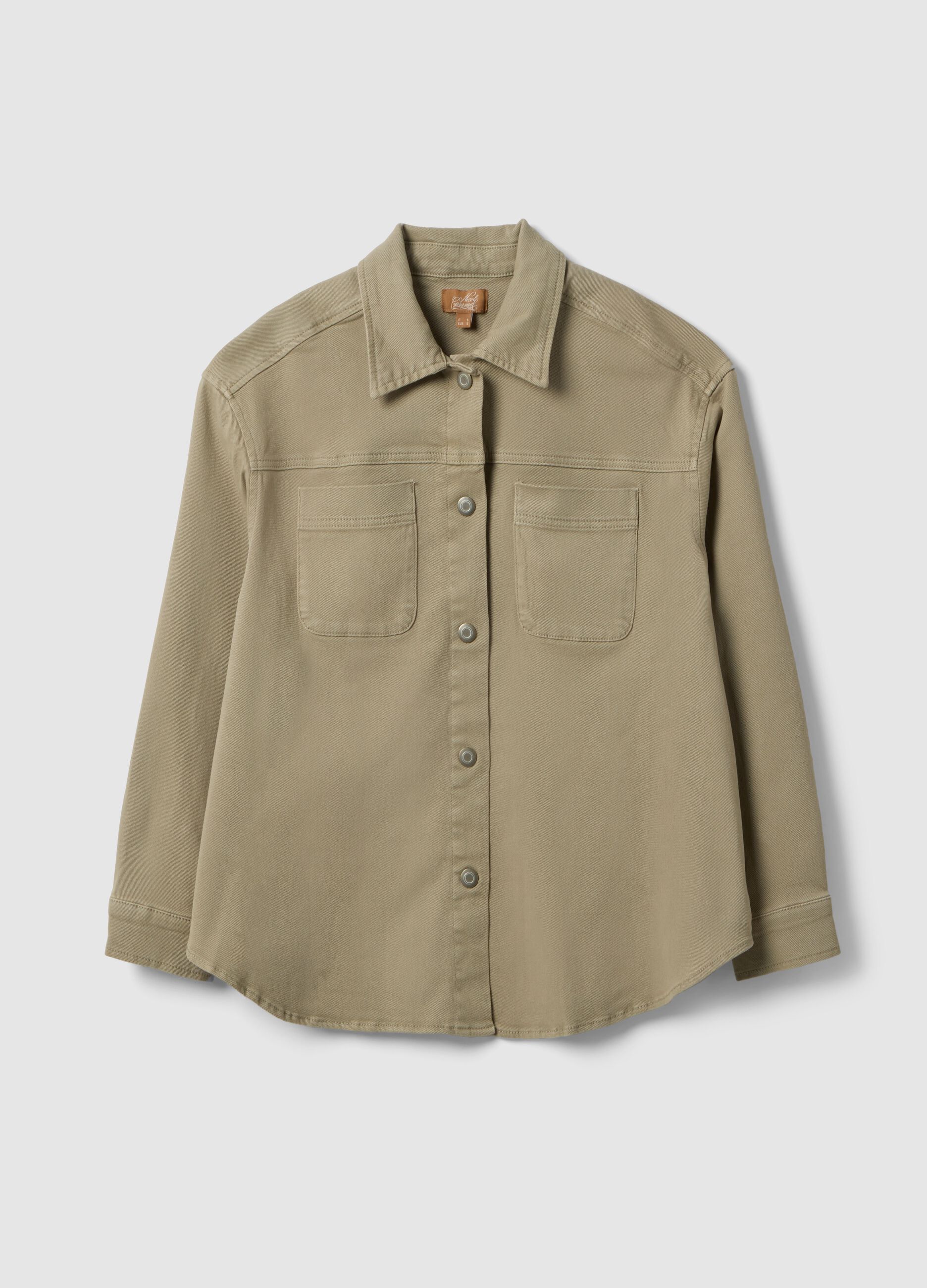 Beige Oversized Fit Stretch Cotton Maternity Shirt
