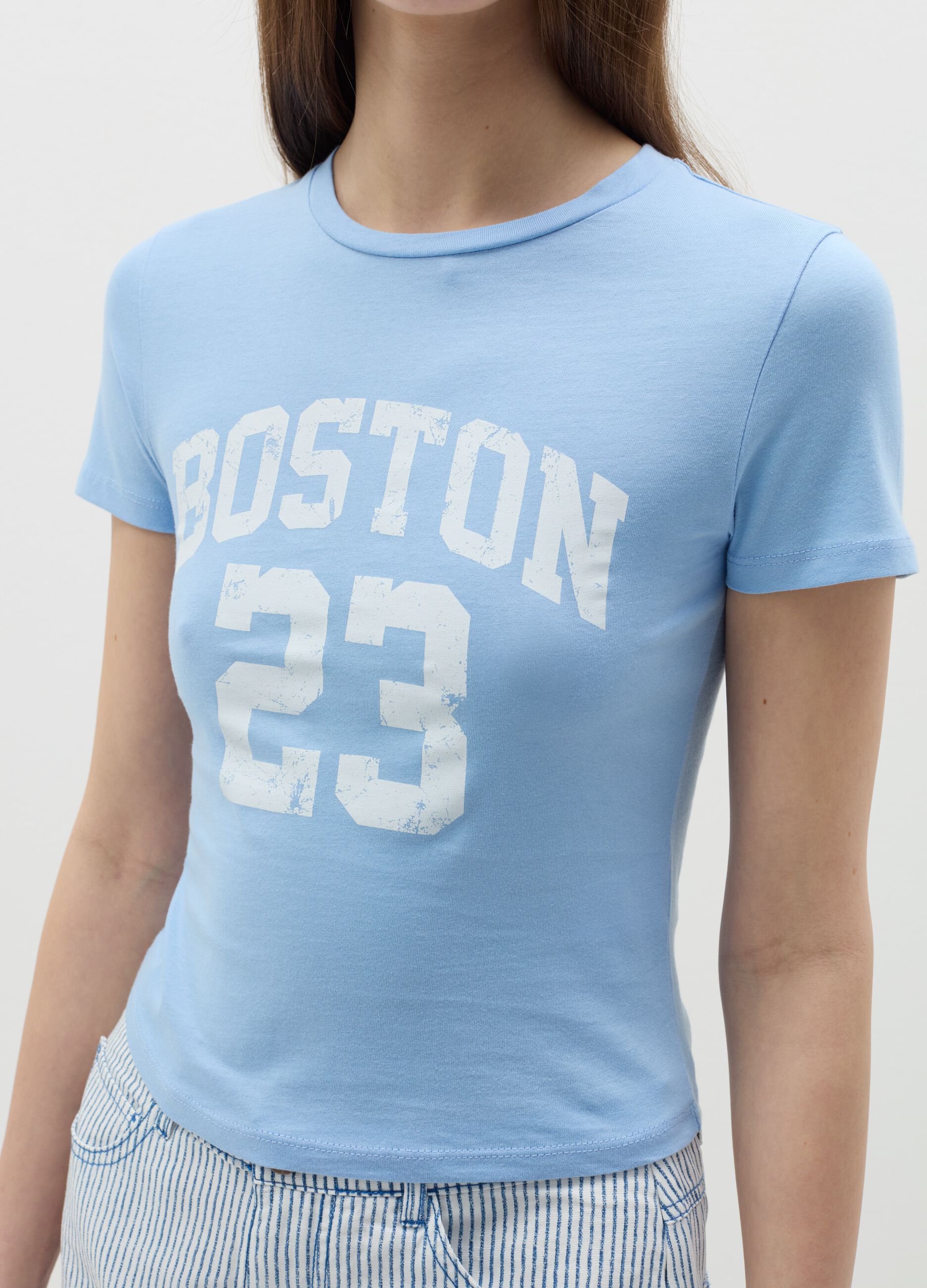 Crop T-shirt with lettering print