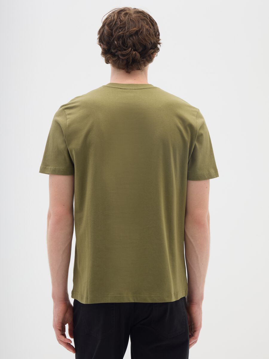 Green crew neck short sleeve t-shirt in pure cotton regular fit_3