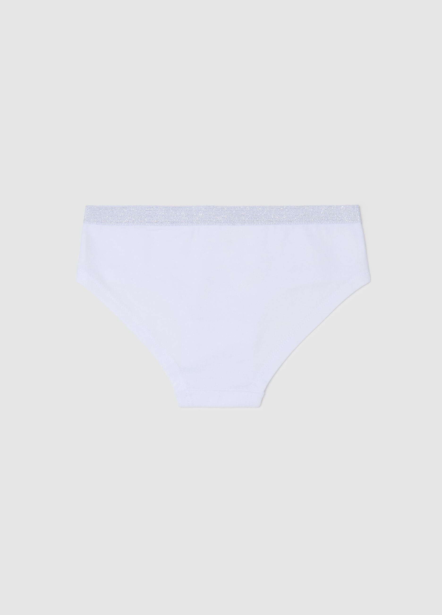 Stretch cotton knicker shorts with lurex and print
