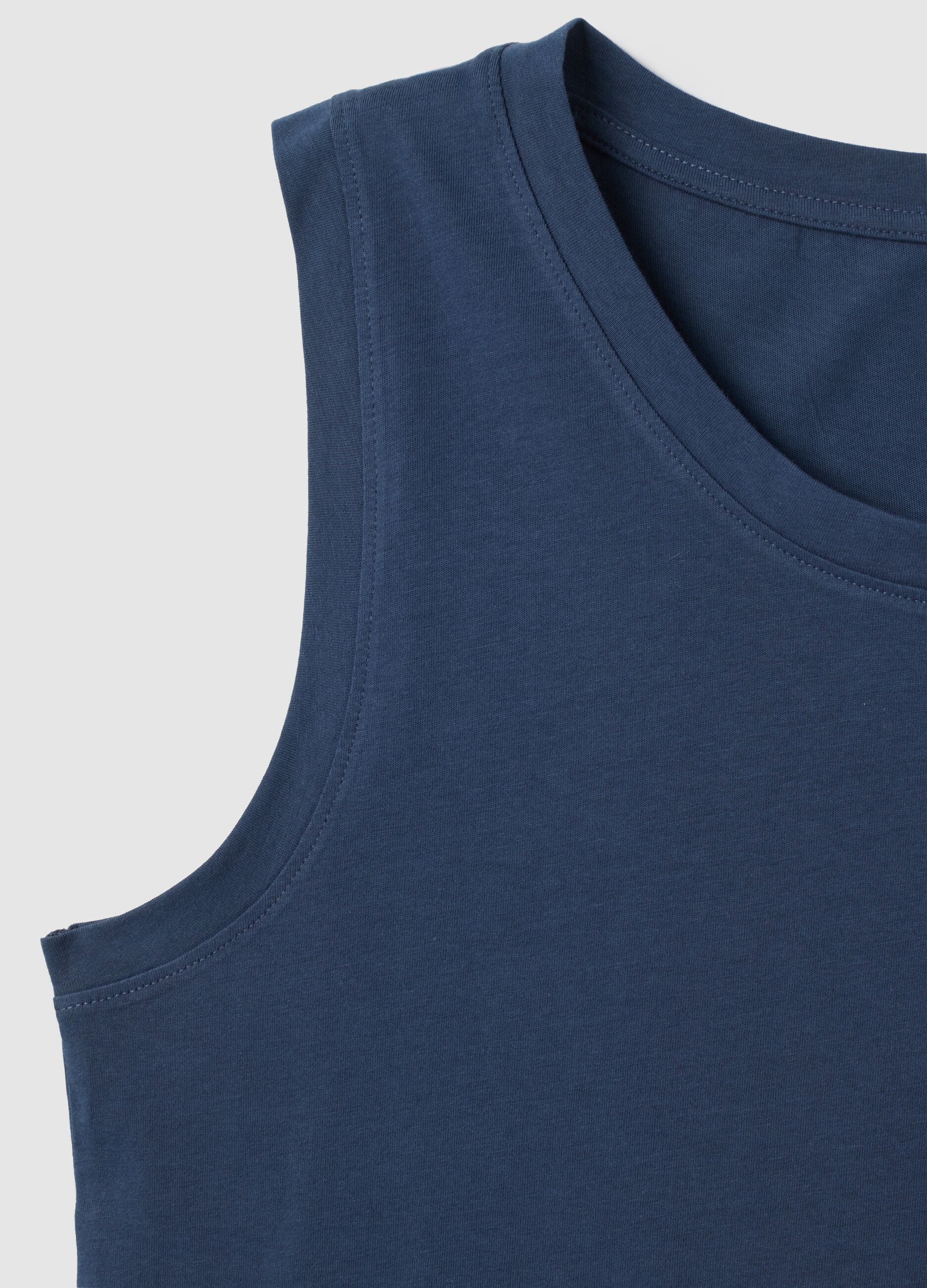 Men's Regular Fit Blue Pure Cotton Vest
