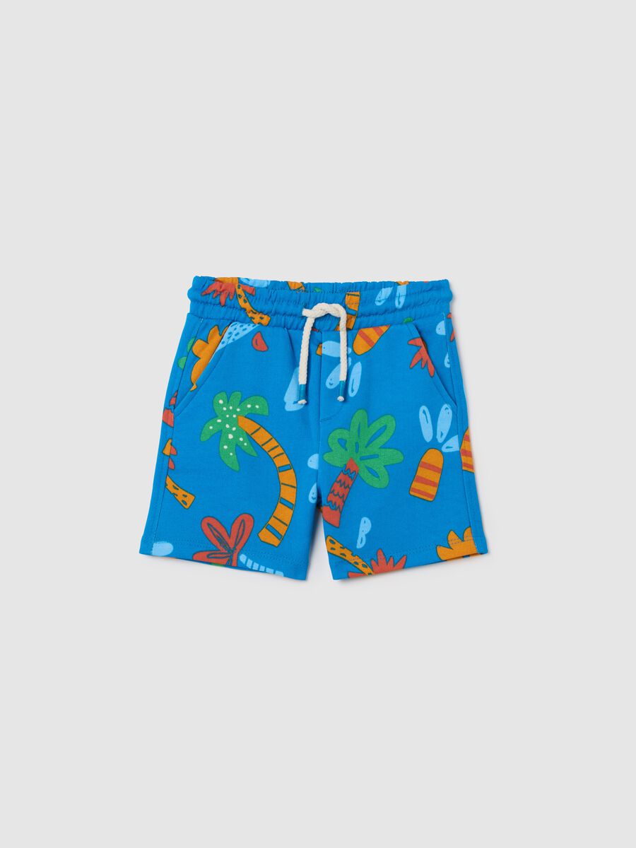 Multicolor pure cotton regular fit children's shorts with pattern_0