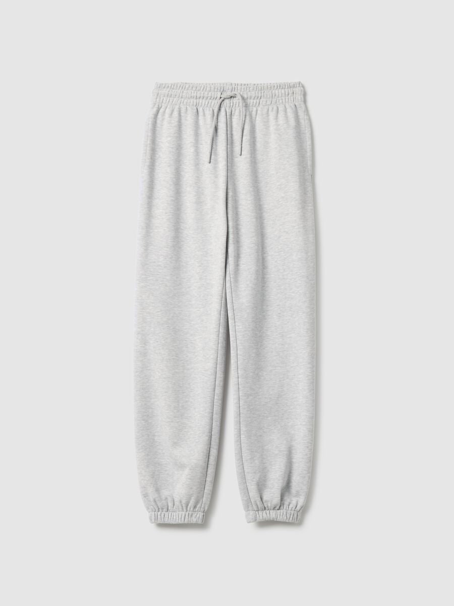 Grey Cotton Blend Jogger Trousers Regular Fit_4