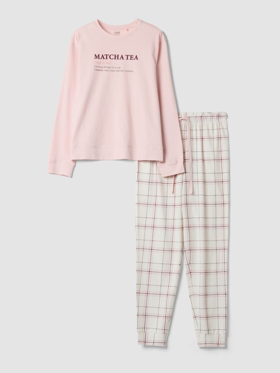Pink crew-neck pyjamas in pure organic cotton_4