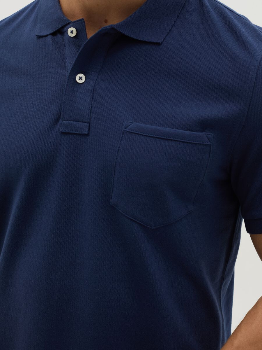 Stretch cotton polo shirt with pocket_3
