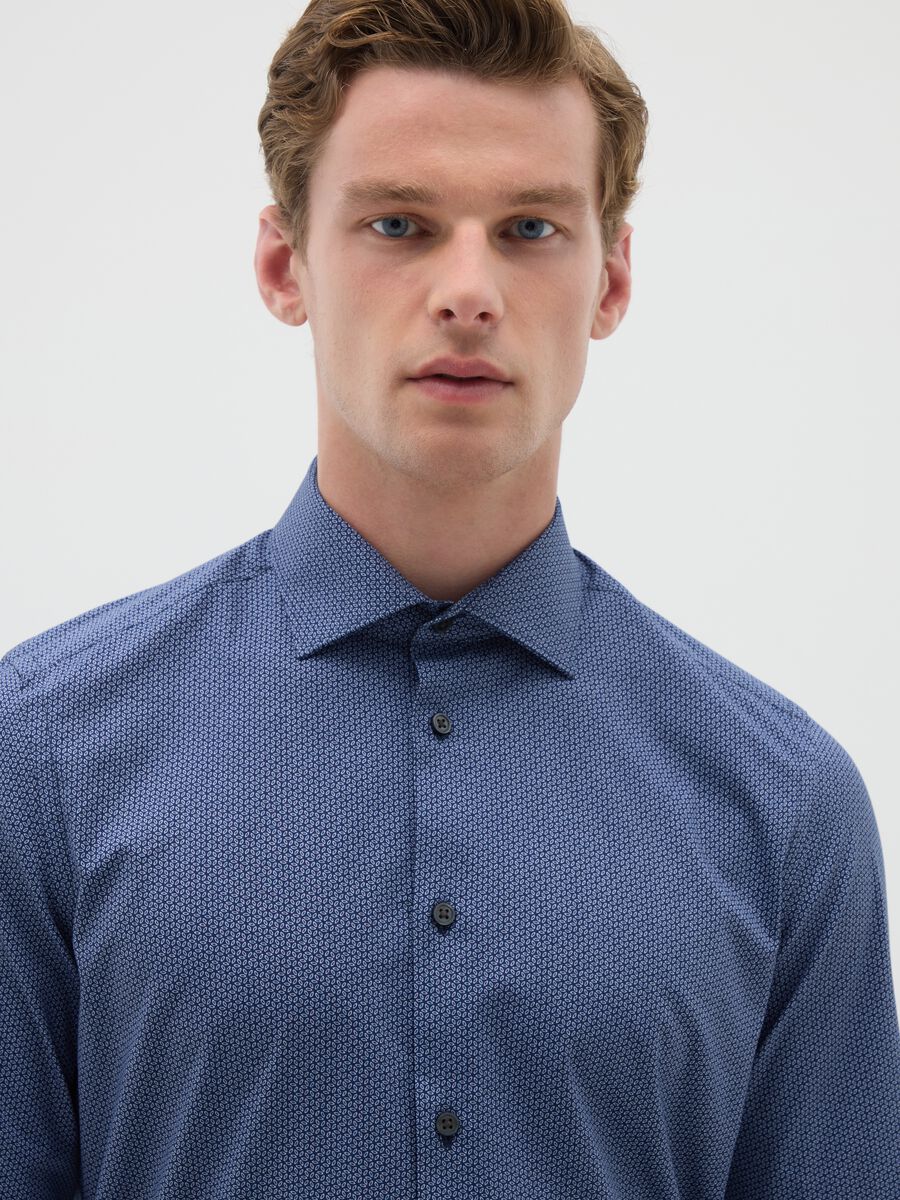 Men's Blue Slim Fit Cotton Shirt_1