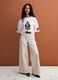 Beige pure cotton T-shirt with embroidery, regular fit_1