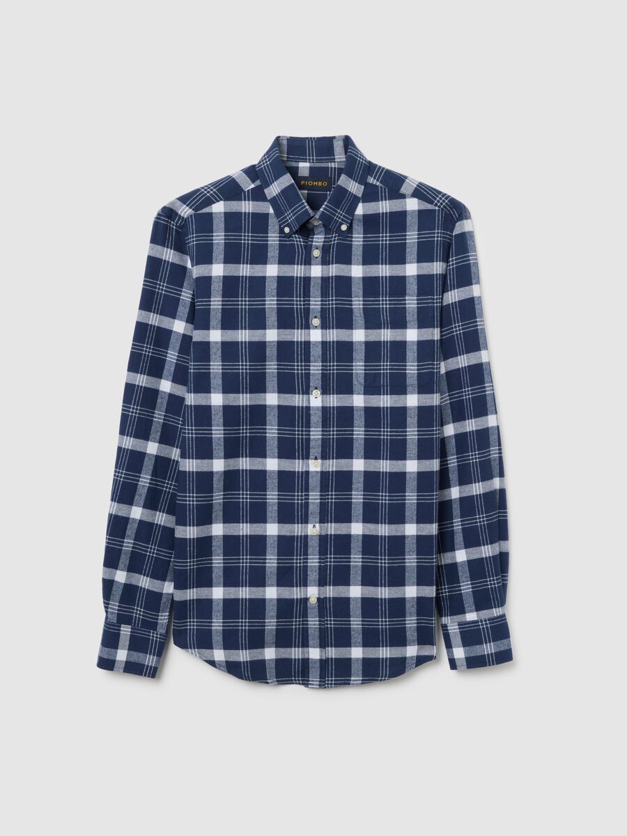Camicia a quadri multicolor in puro cotone regular fit in flanella_0