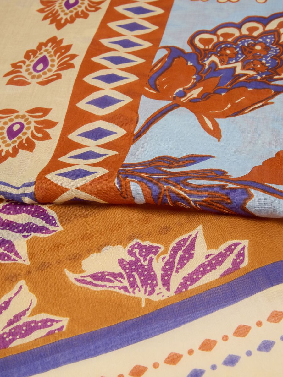 Foulard multicolor in puro cotone con stampa floreale_1