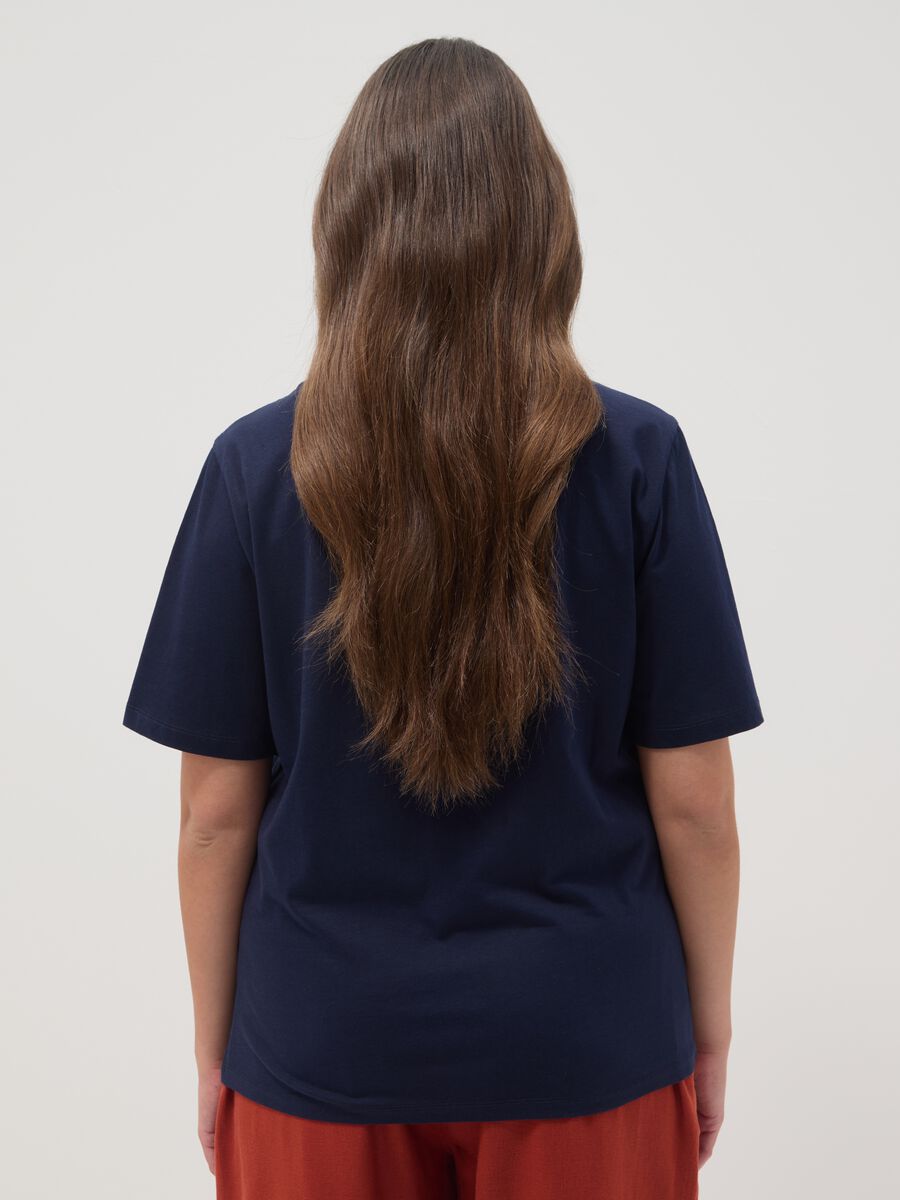 Blue pure cotton T-shirt regular fit with print_3