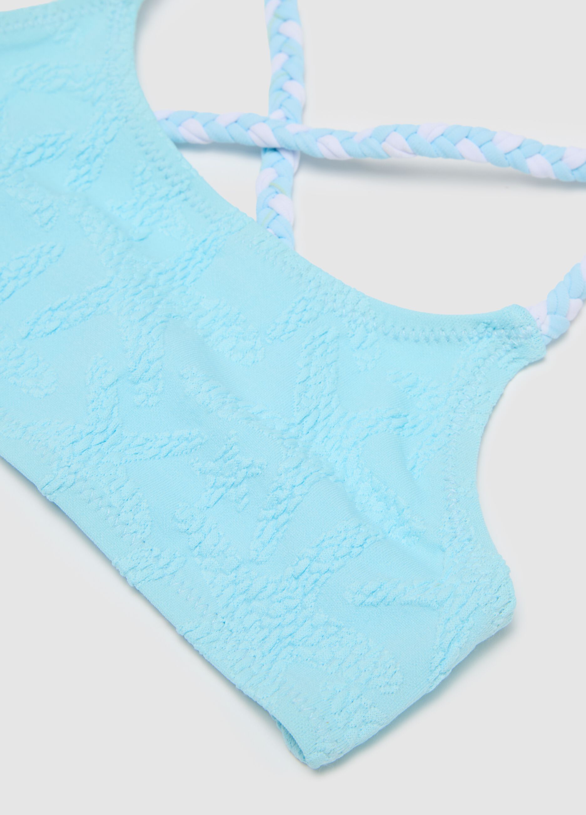 Bikini da bambina in misto elasticizzato azzurro