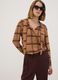 Brown checked pure viscose shirt with neck tie, regular fit_0