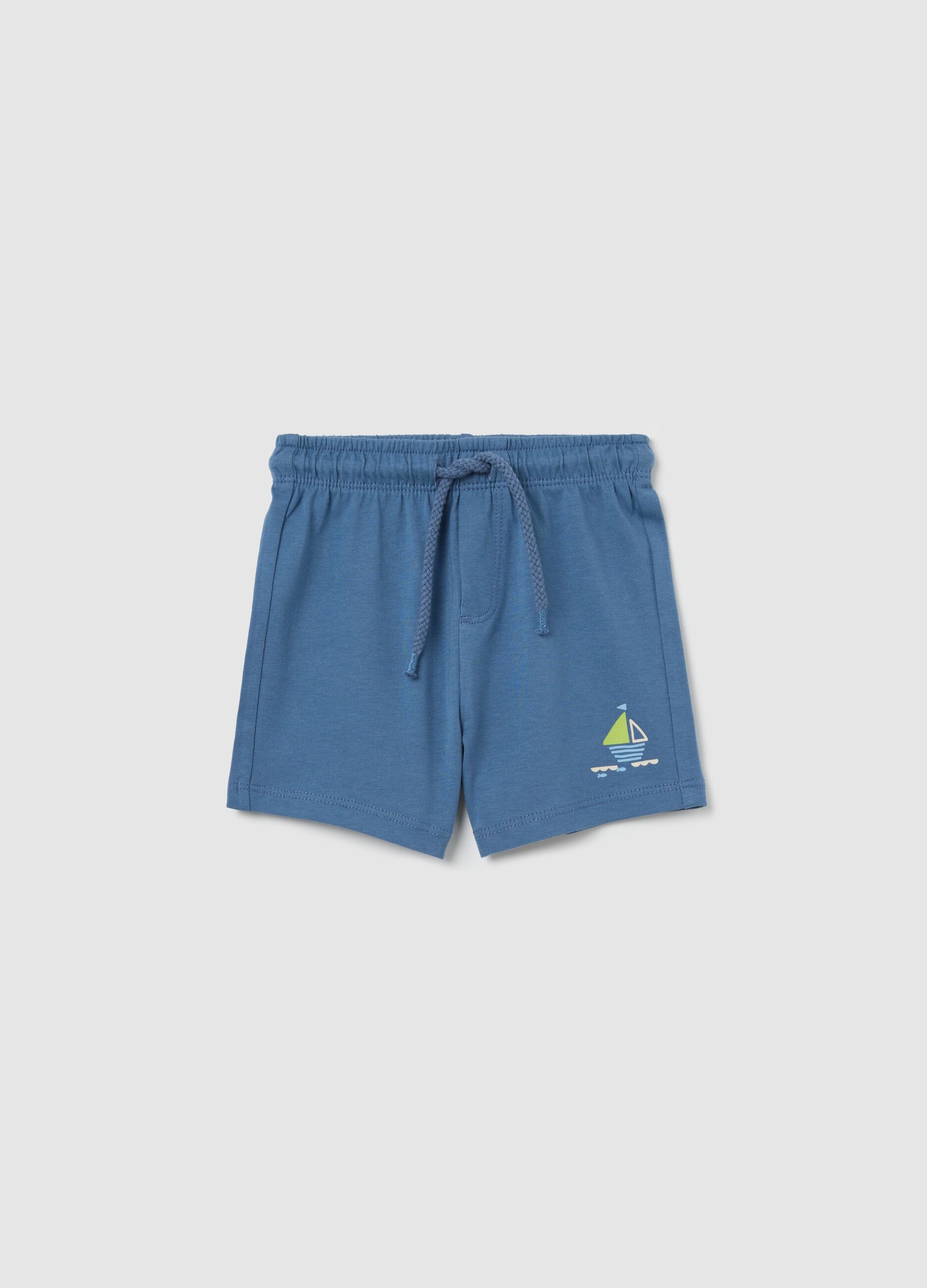 Light blue shorts in cotton