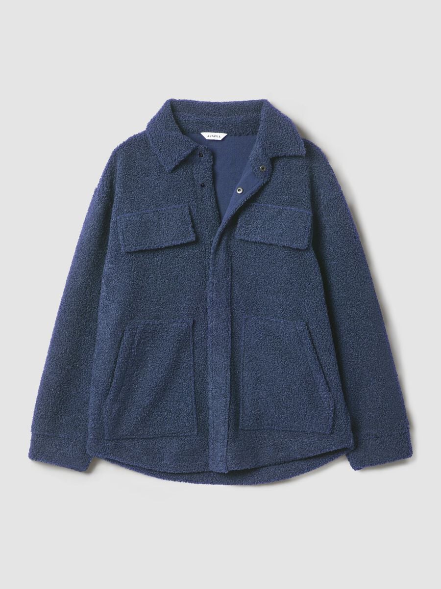 Shacket blu in sherpa con bottoni relaxed fit ALTAVIA STUDIO_7
