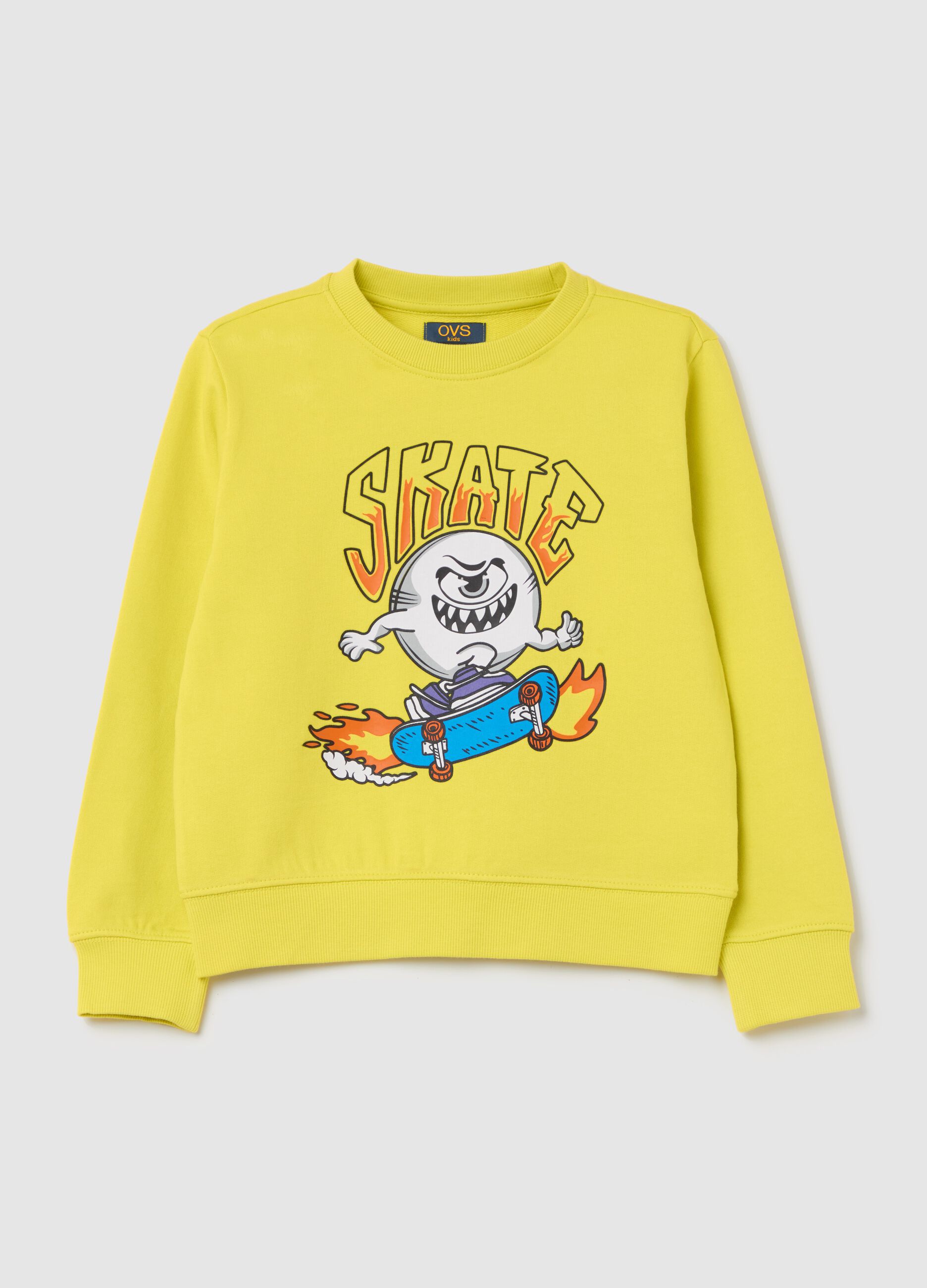 French Terry sweatshirt with skater monster print