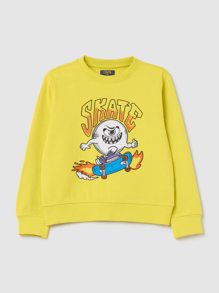 French Terry sweatshirt with skater monster print_0