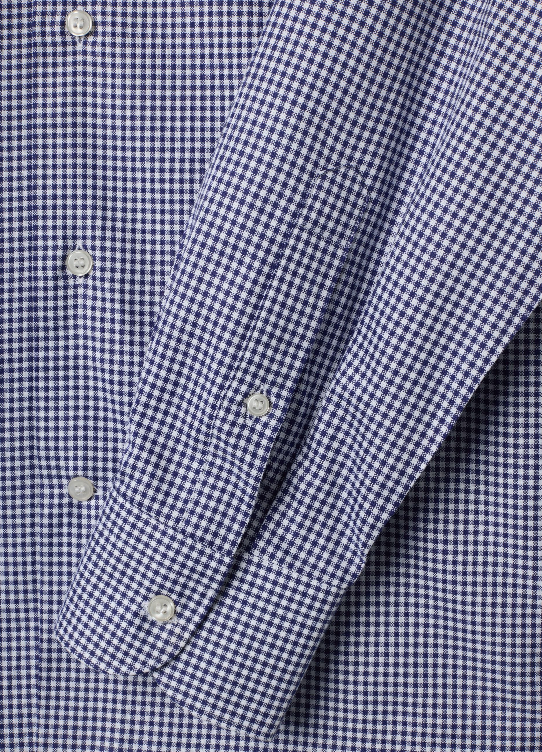 Blue cotton oxford checked shirt, regular fit