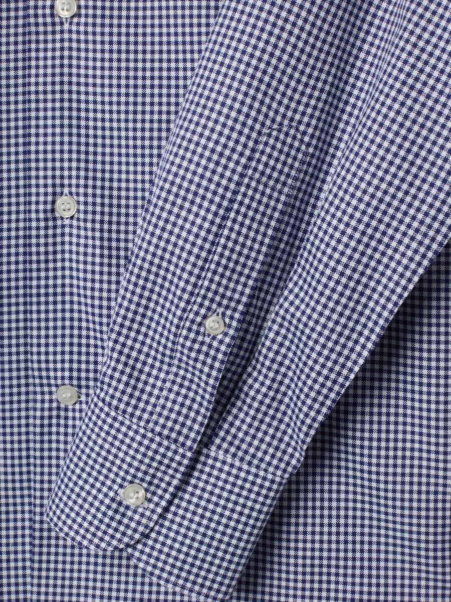 Camicia oxford blu in puro cotone a quadretti regular fit_5