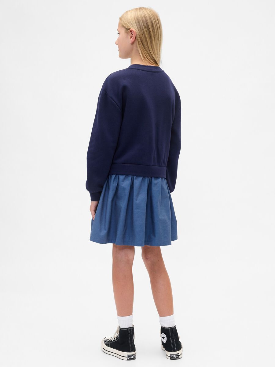 Abito blu con gonna denim per bambina_1