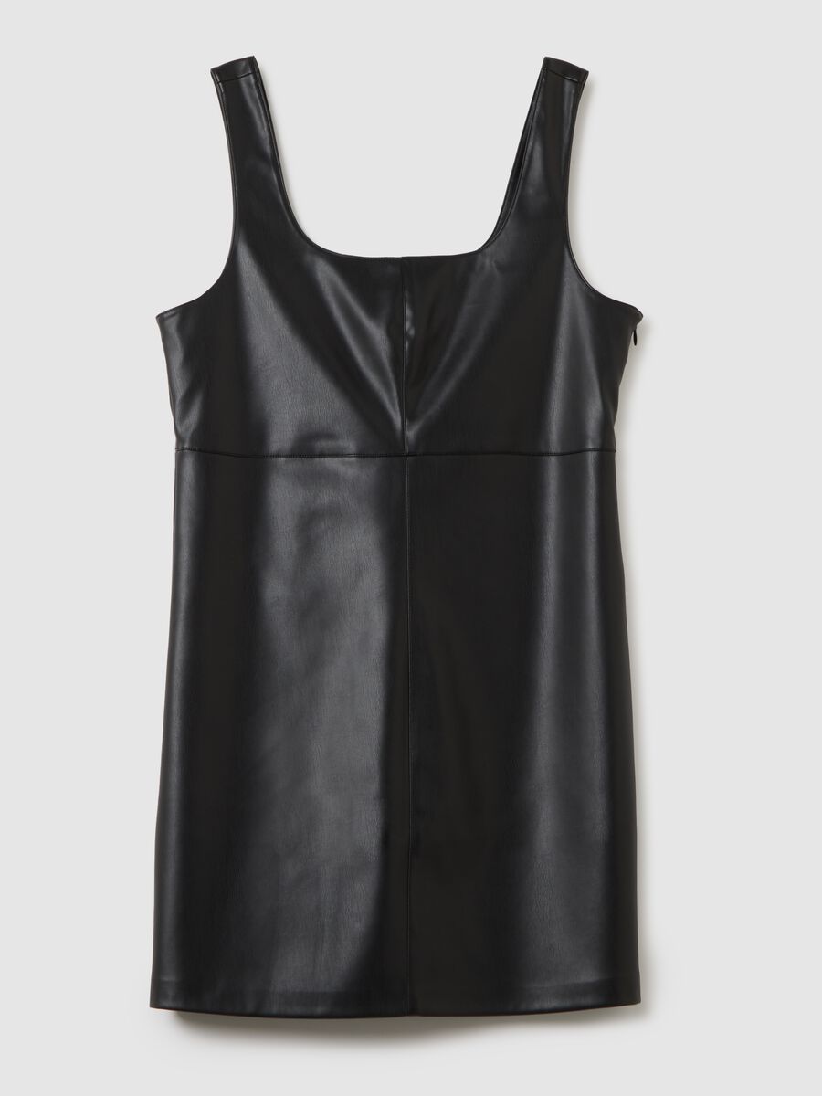 Black patent effect regular fit dress with zip_4