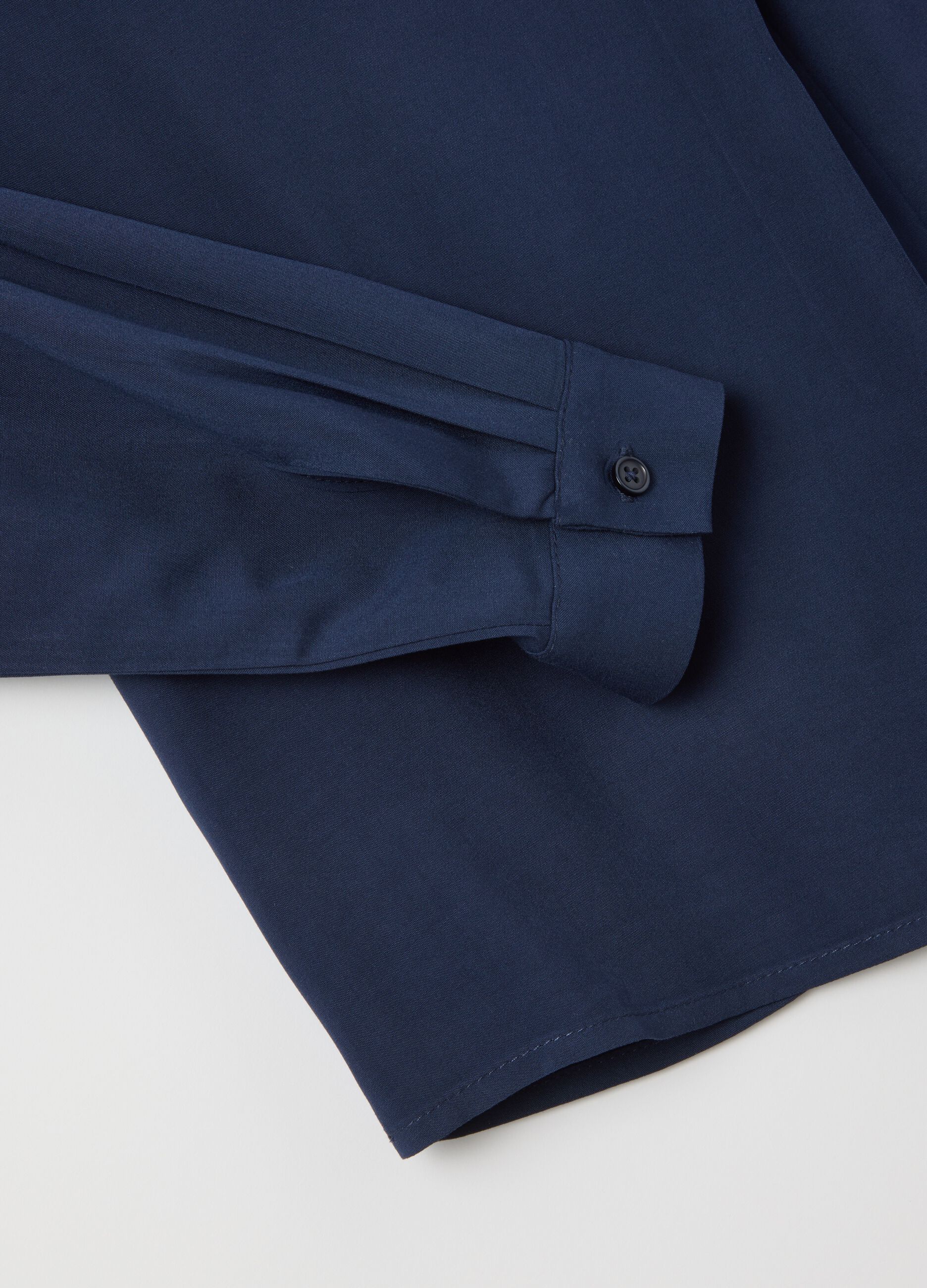 Long Sleeve Blue Viscose Shirt
