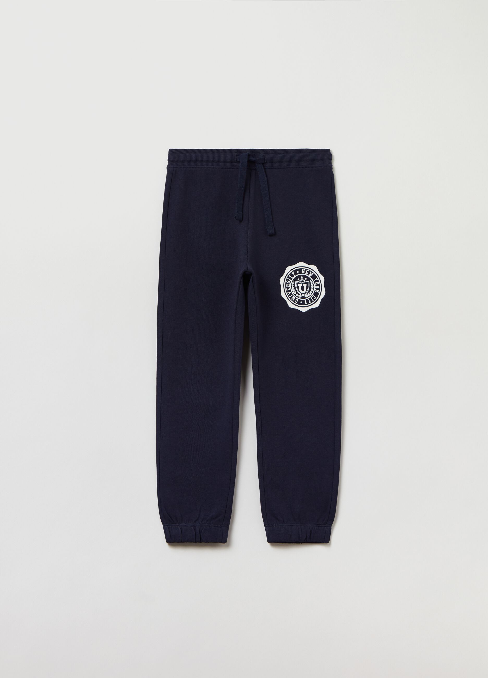 Joggers in felpa con coulisse e stampa_0