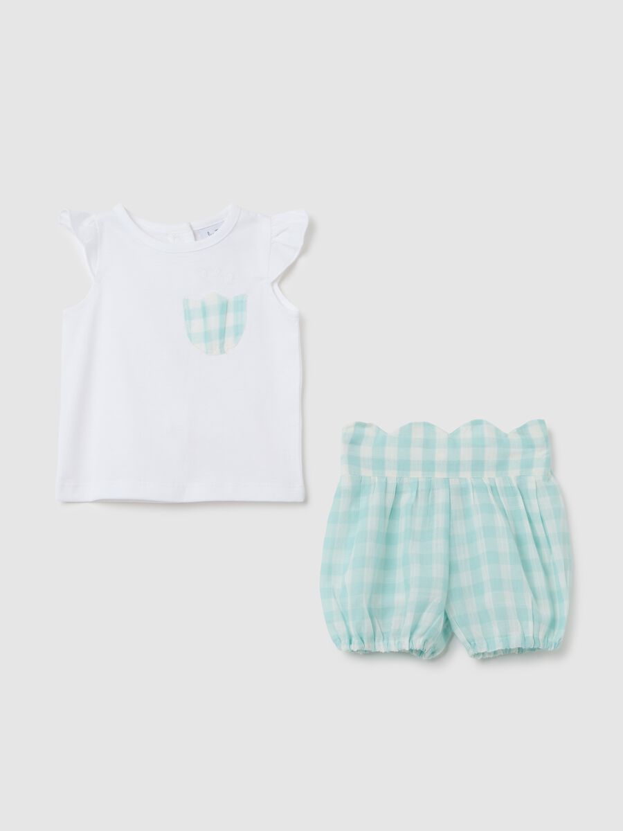 Multicoloured pure cotton baby girl top and shorts set_0