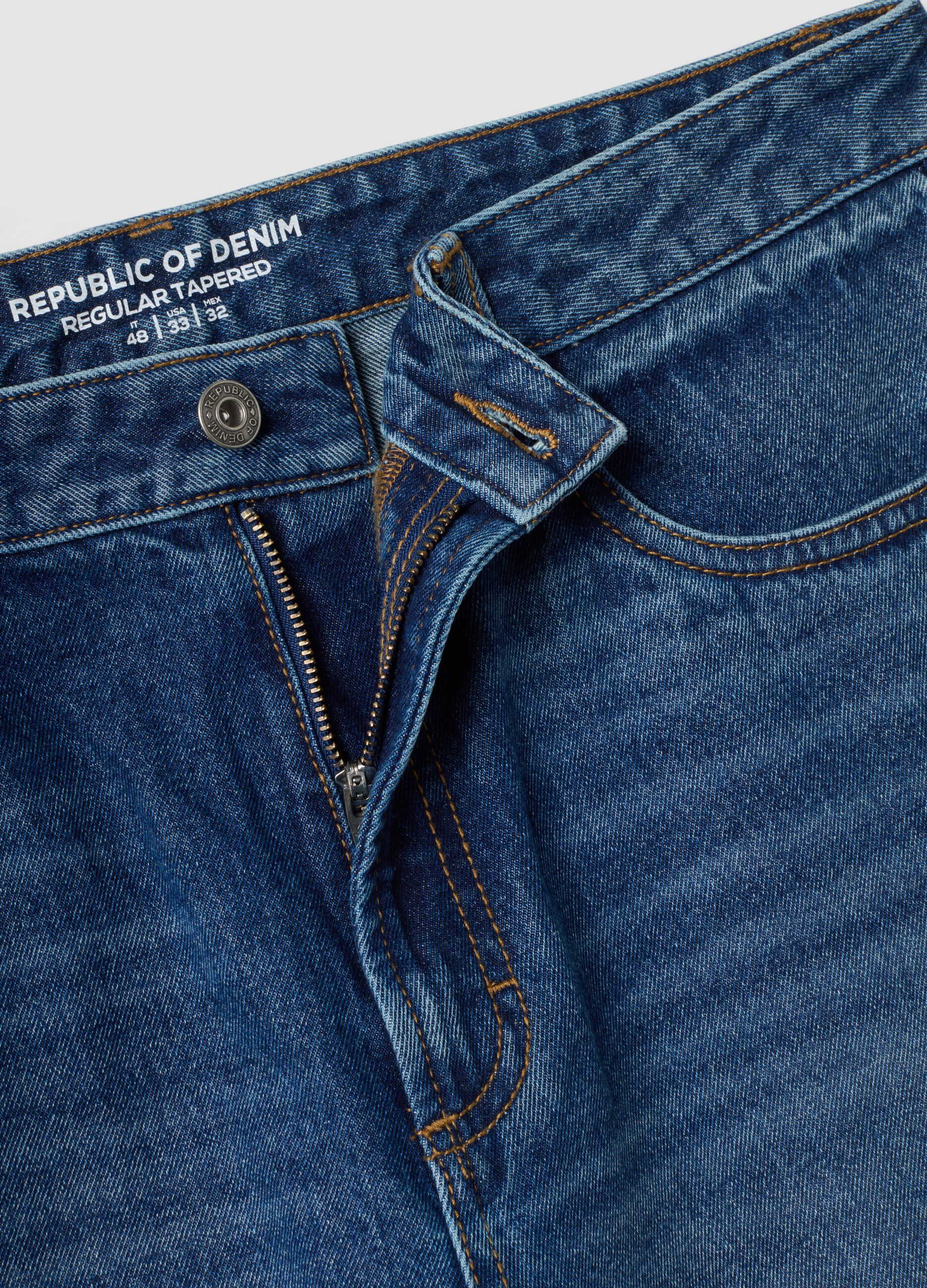 Pure cotton denim jeans, regular tapered fit