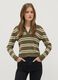 Multicolour striped regular fit jumper with polo collar_0