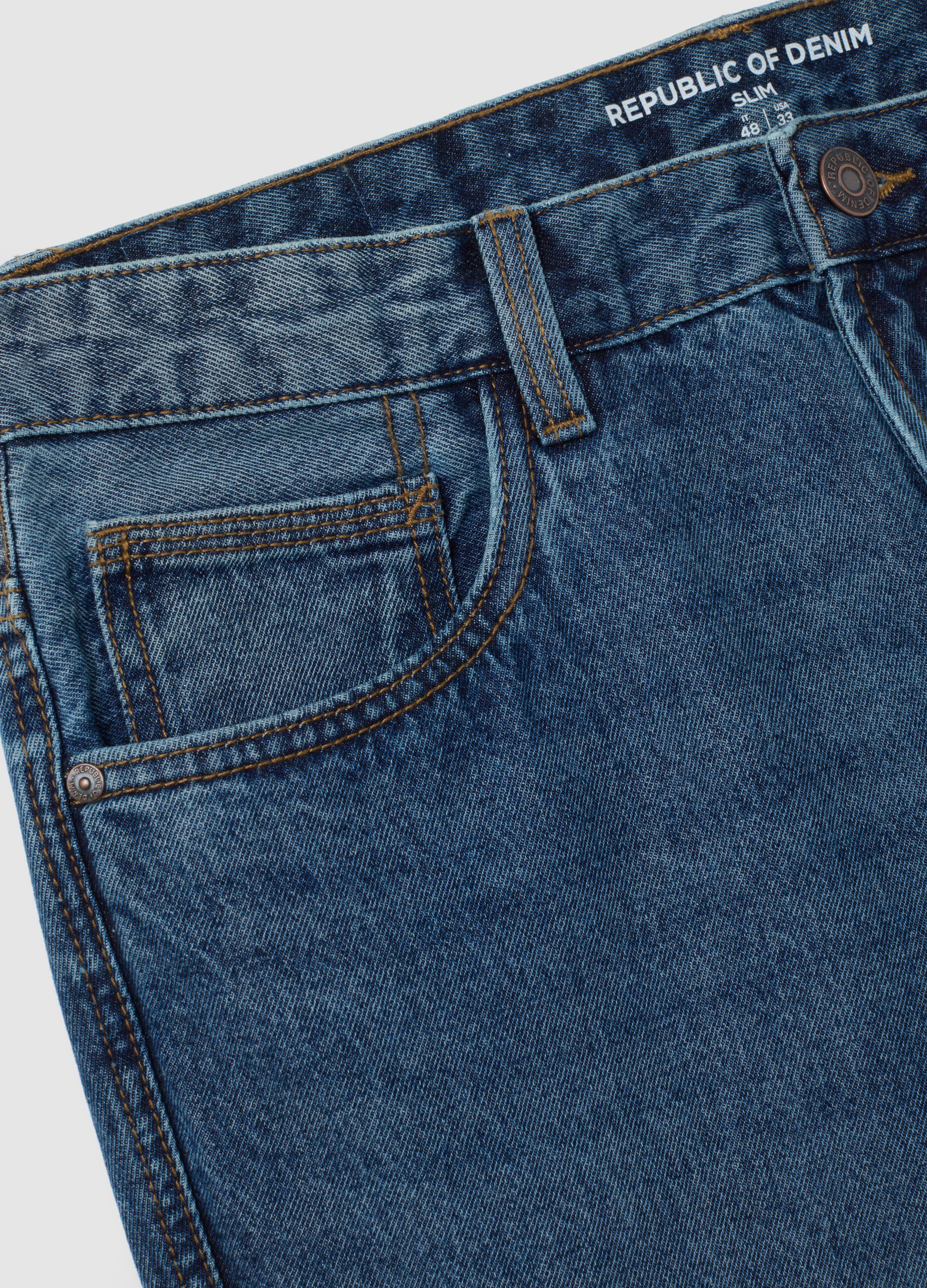 Jeans in puro cotone blu slim fit