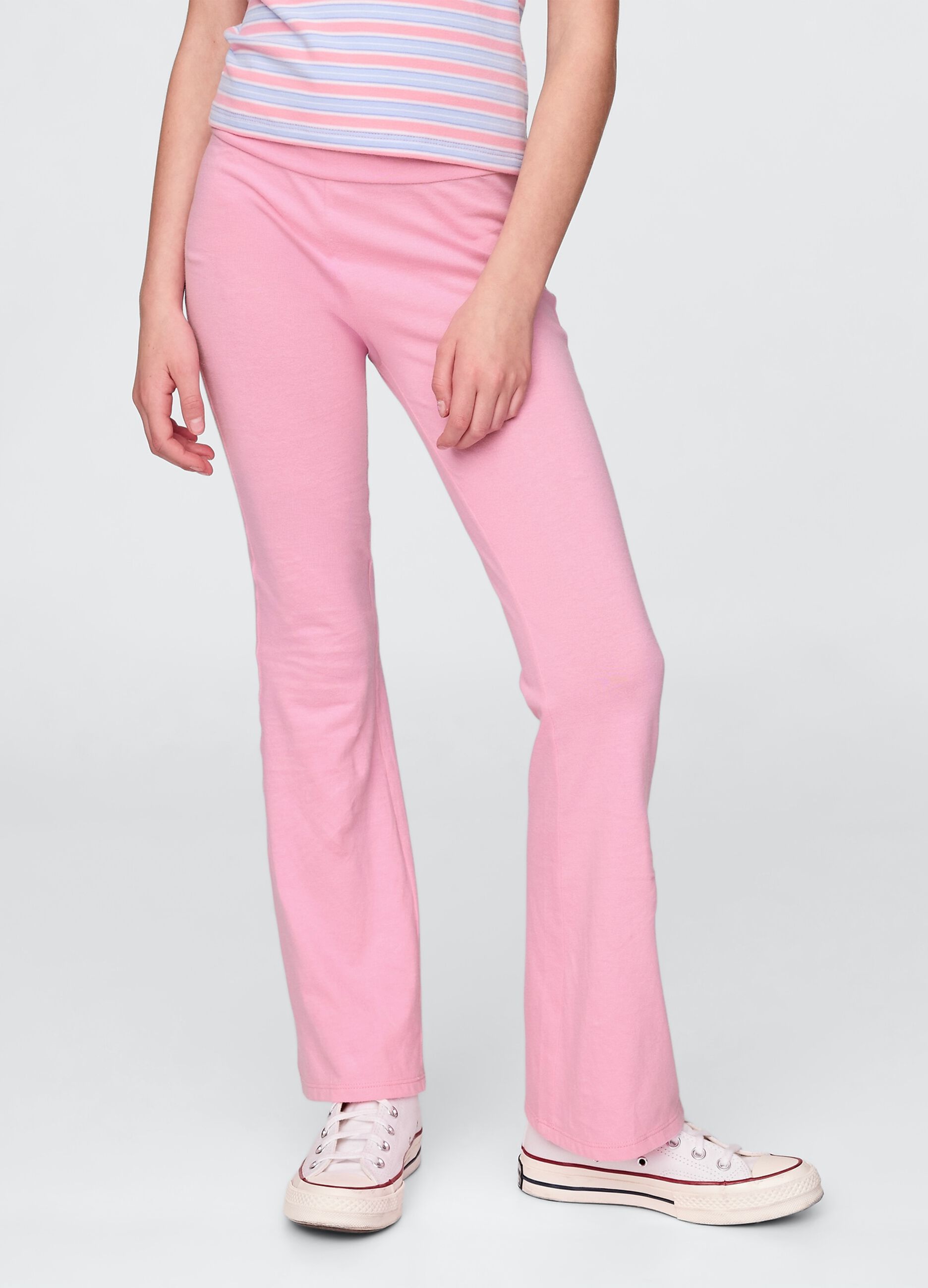 Pink Flared Trousers in Stretch Cotton