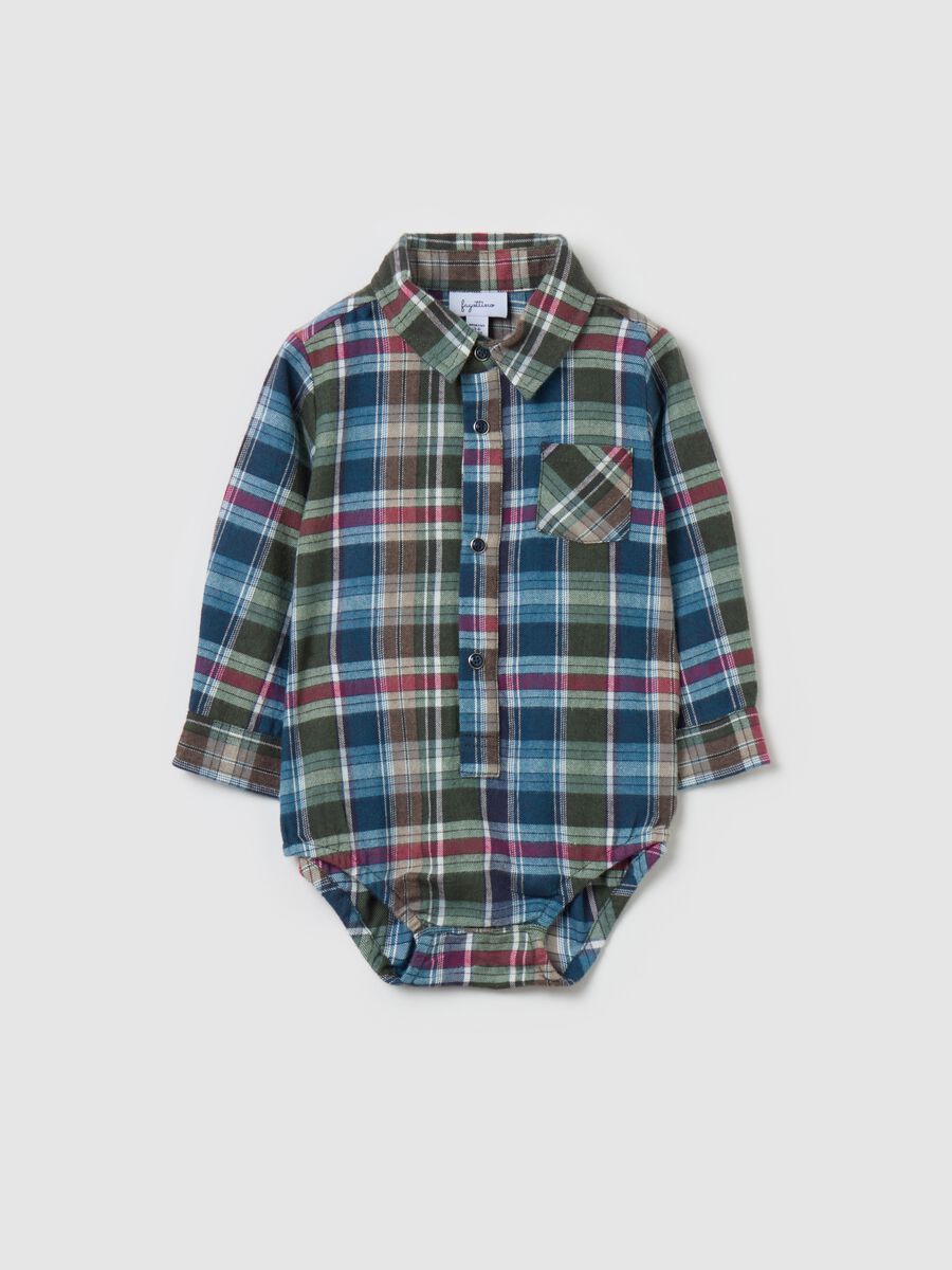 Check bodysuit shirt in flannel_0