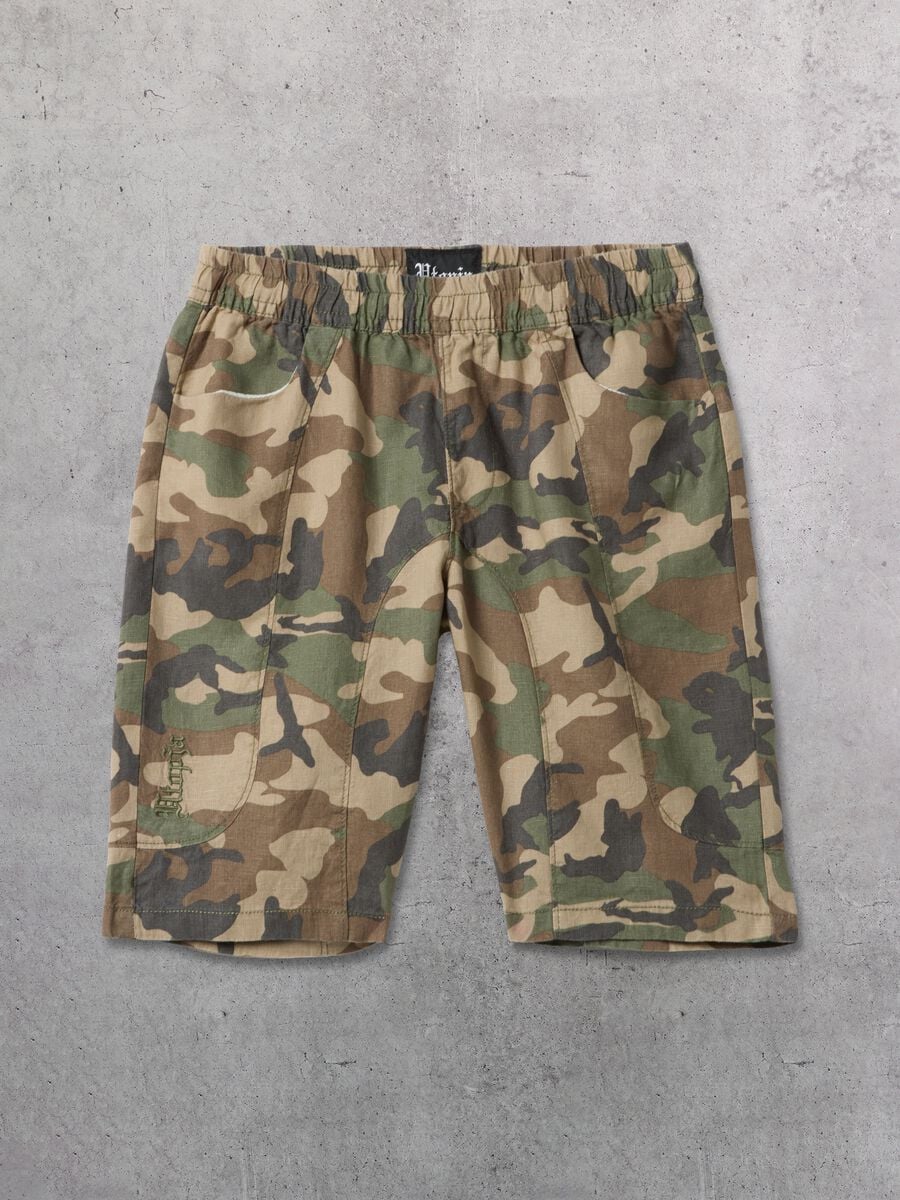 100% Linen Shorts Camo_4