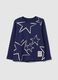 Girls' blue pure cotton regular fit sweater with stars_0