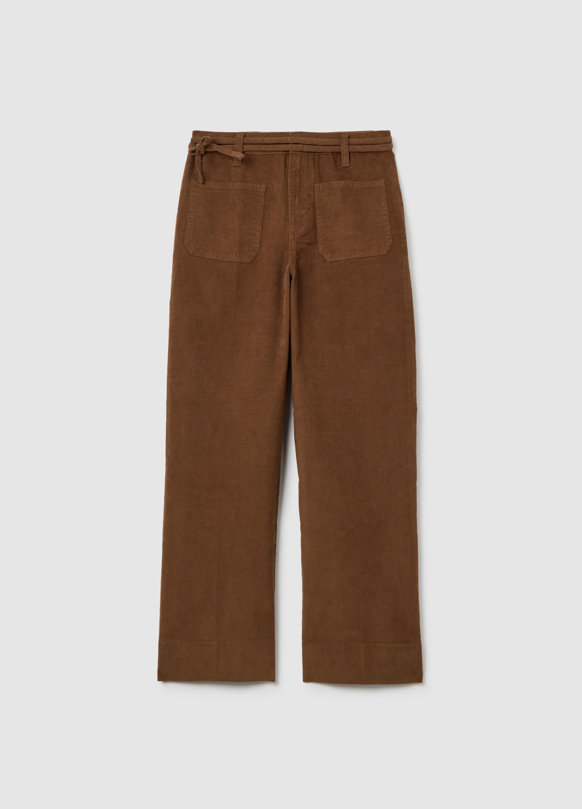 Brown Flare Stretch Corduroy Trousers