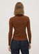 Brown fitted ribbed viscose-blend cardigan with polo collar_3
