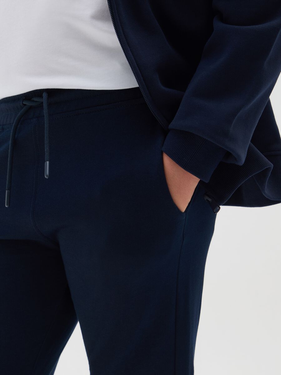 Pantaloni jogger da ragazzo in puro cotone blu regular fit_3