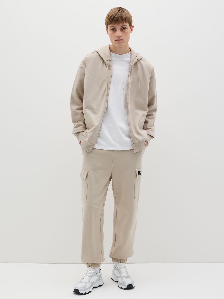 Over-fit full-zip sweatshirt in cotton with hood_1