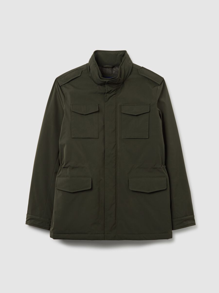 Regular fit green jacket with pockets and zip closure_4