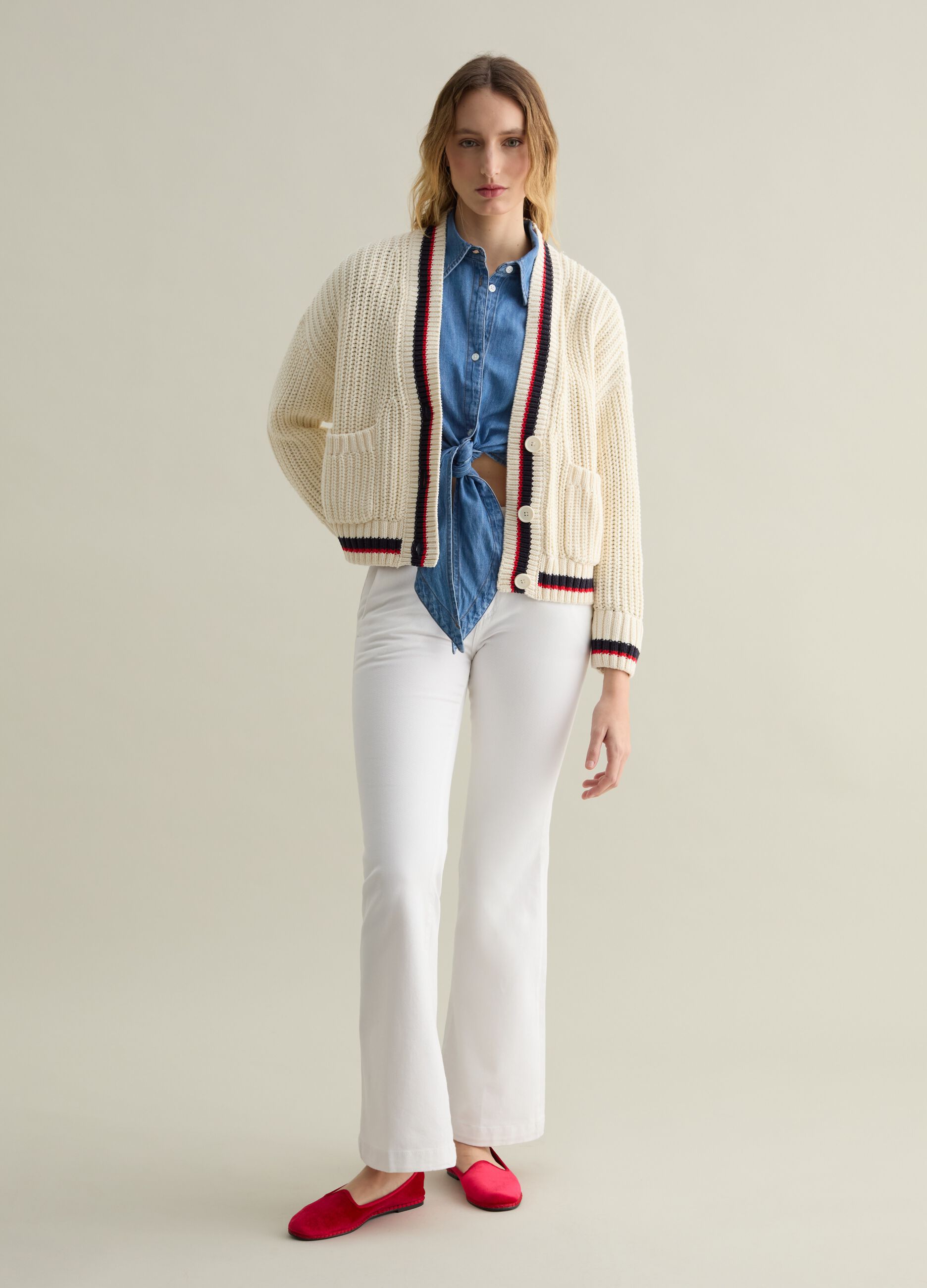 Pantalone chino flare fit in twill