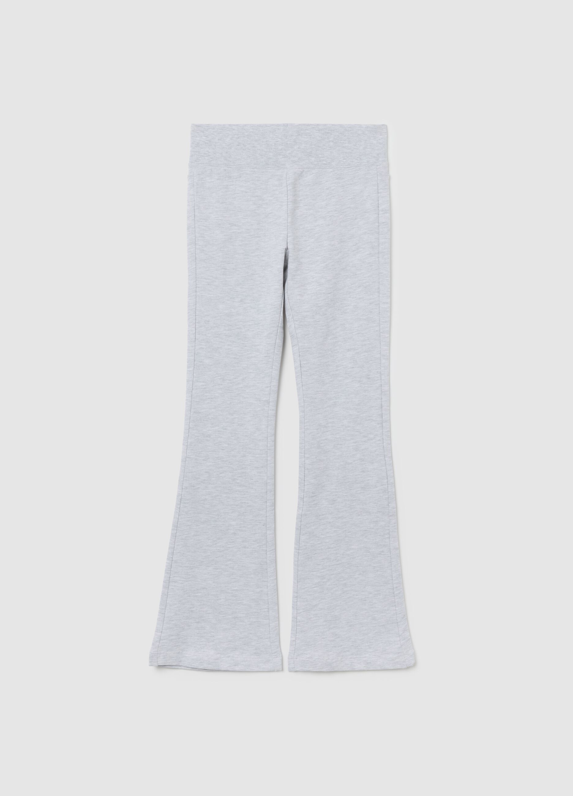 Girls' flared treggings in grey stretch cotton blend