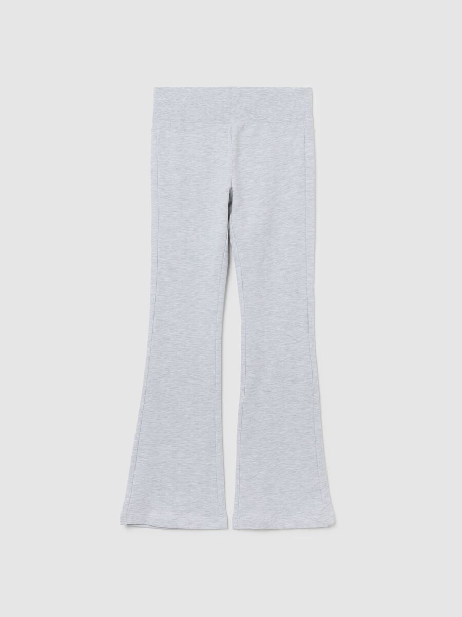 Girls' flared treggings in grey stretch cotton blend_0