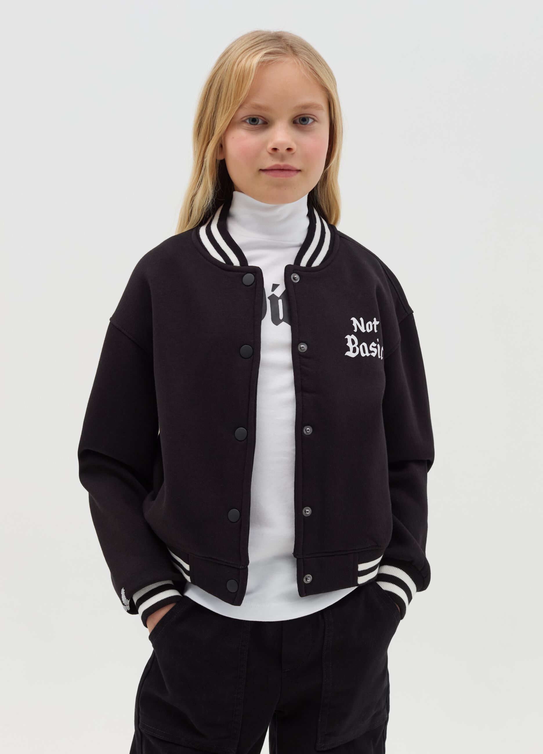 Varsity jacket with striped edging