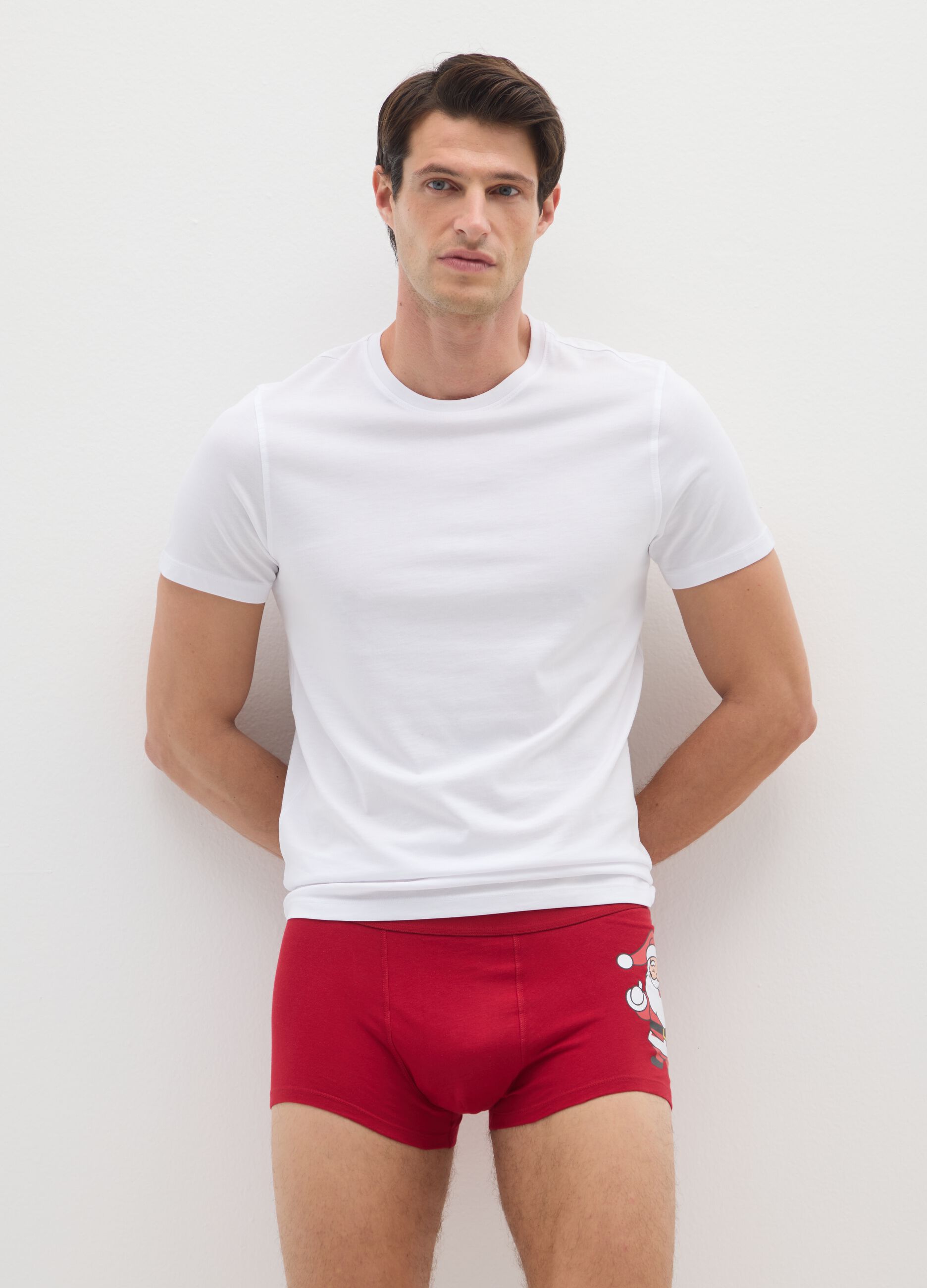 Red Christmas boxers in pure cotton regular fit with print