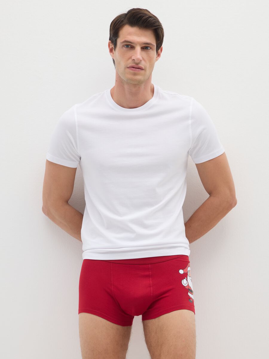 Red Christmas boxers in pure cotton regular fit with print_0