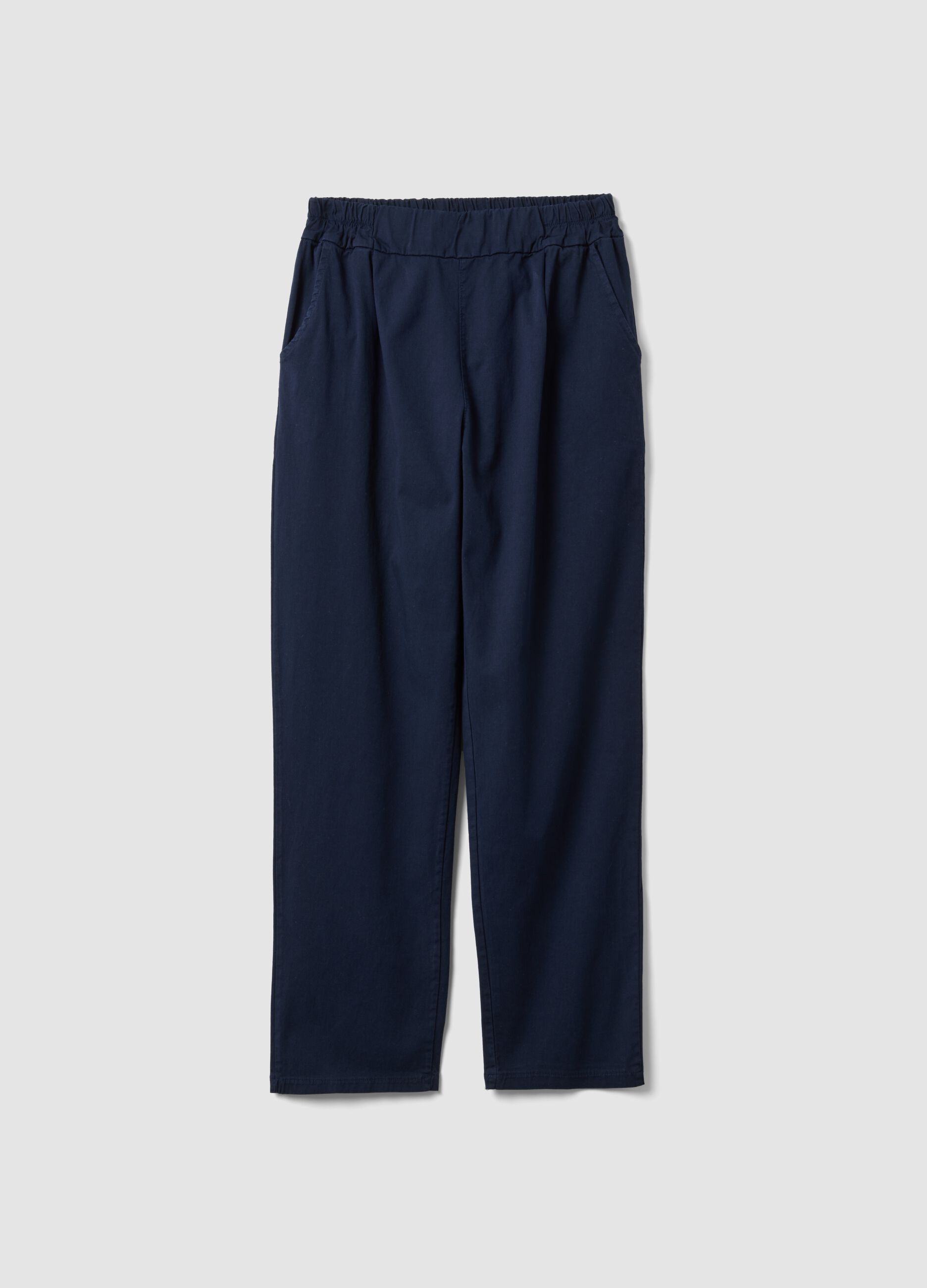 Blue stretch cotton trousers