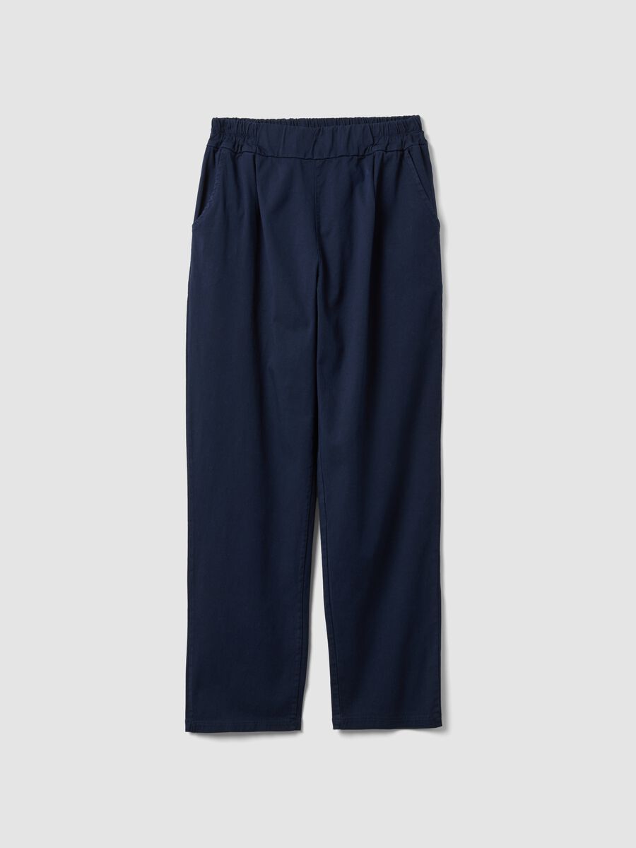 Blue stretch cotton trousers_0