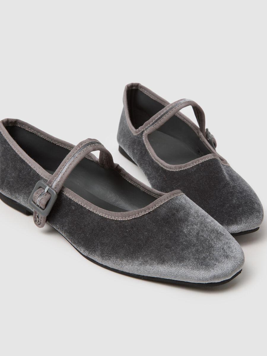 Scarpe ballerina in velluto grigio_2