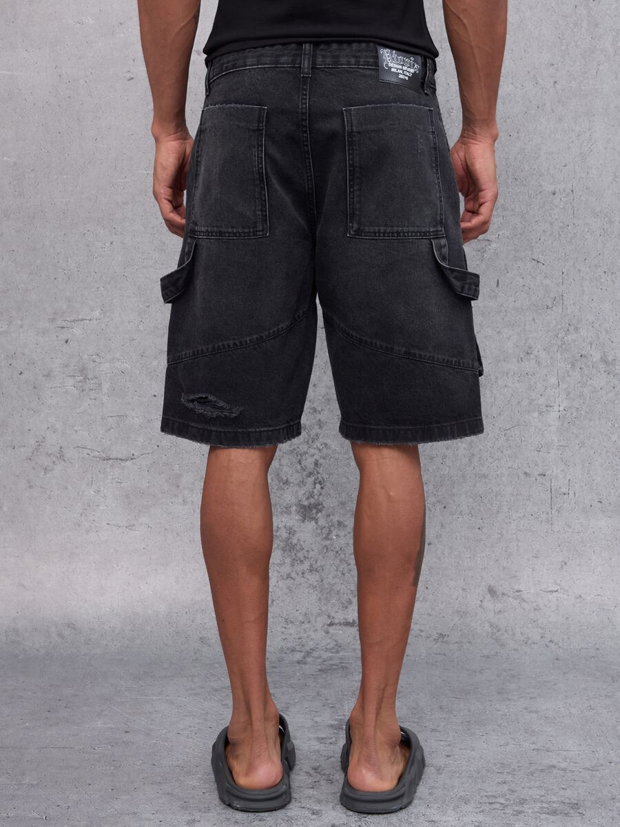 Denim Cargo Shorts Black_4